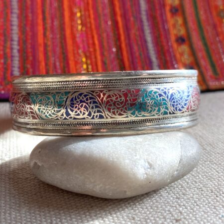 Alternative view of Bracelet Manchette ethnique Népalais- 3 pierres