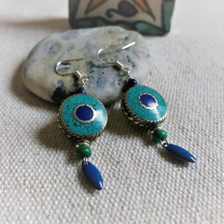 Alternative view of Boucles d'oreilles Népalmashop-Pierres Turquoise Lapis Lazuli