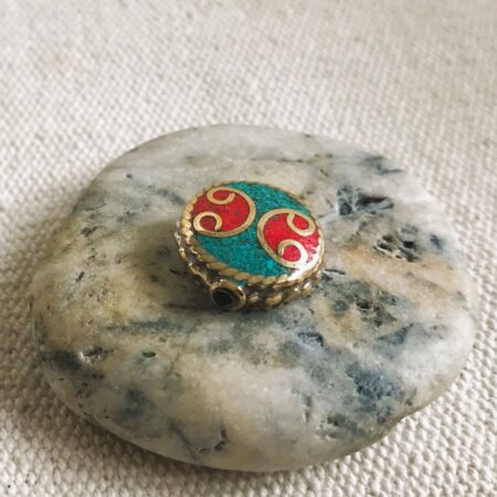 Perle Turquoise Corail-Perle plate ronde