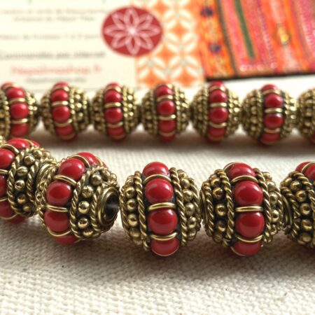 Perle du Népal Tibet traditionnelle-Perle Corail du MOnde
