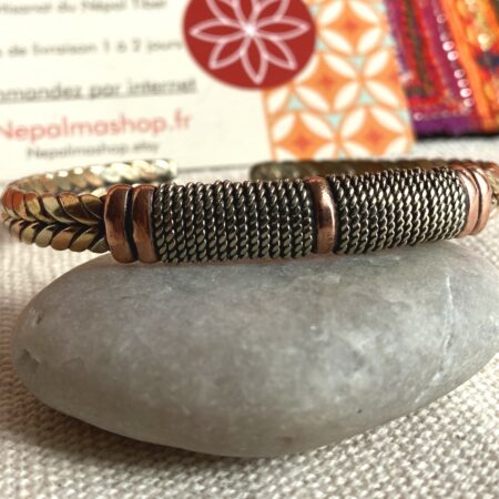 Alternative view of Bracelet manchette Ethnique 3 métaux