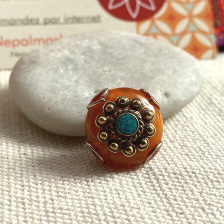 Perle Ethnique Ambrée Pierres-Perle Népal Tibet