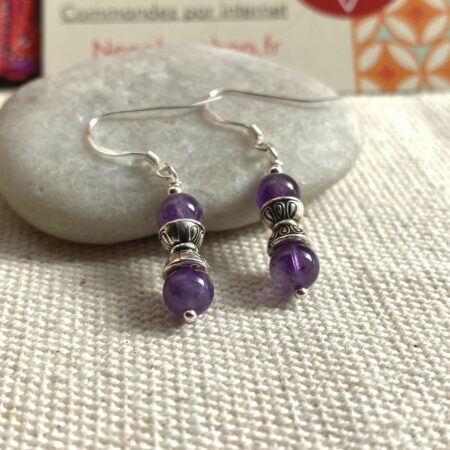 Alternative view of Boucles d'oreilles Améthyste-Bijoux ethniques-Création Nepalmashop