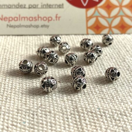 Alternative view of Lot de Perles ethniques en métal argent-Perles séparateurs intercalaires