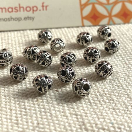 Lot de Perles ethniques en métal argent-Perles séparateurs intercalaires