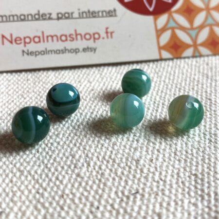 Alternative view of Lot de Perles ethniques Tibétaines 8 mm-Perles en Agate Verte