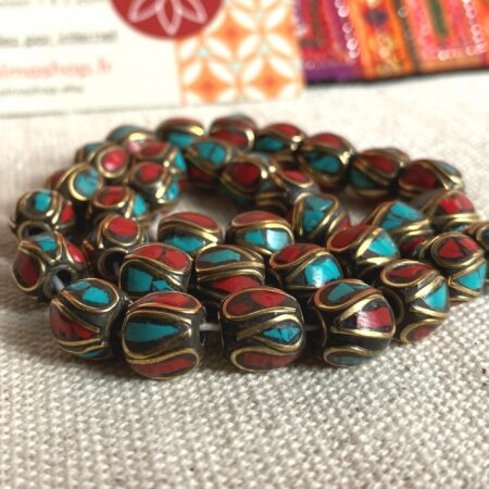 Lot de perles Népalaise en Corail et Turquoise