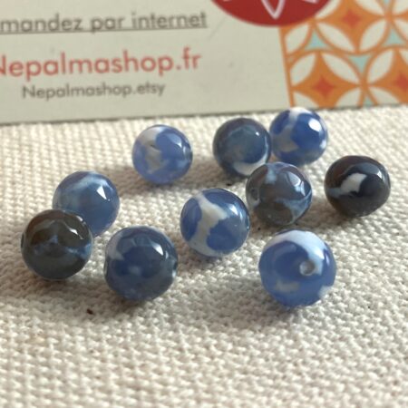Alternative view of Lot de Perles Agate bleu facettée 8 mm-Pierres Naturelles-Perles du monde