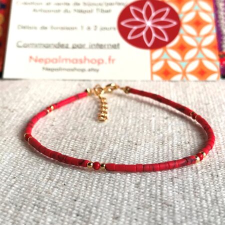 Bracelet Pierres fines Corail-Bijou ethnique fin et élégant