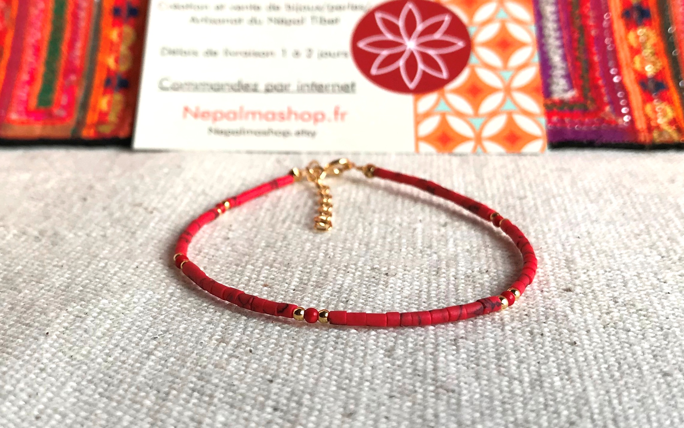 Bracelet Pierres fines Corail-Bijou ethnique fin et élégant