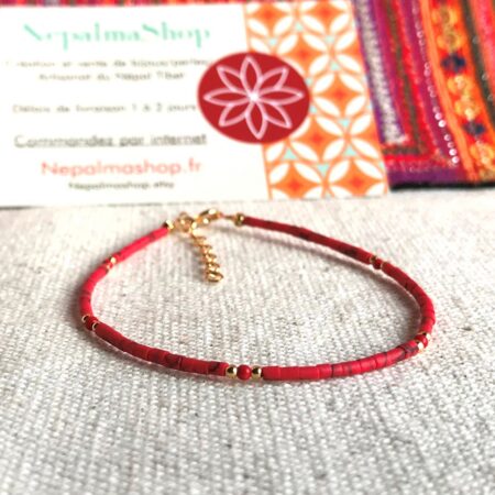 Alternative view of Bracelet Pierres fines Corail-Bijou ethnique fin et élégant