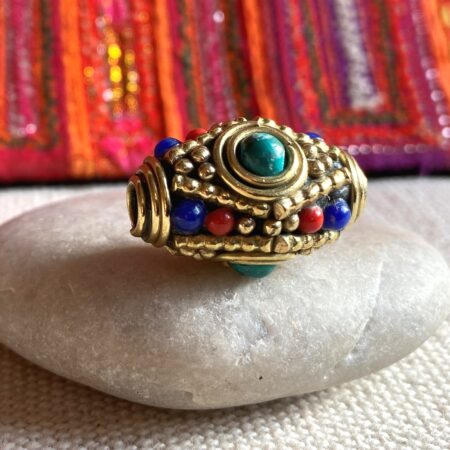 Perle 3 pierres du Népal Tibet-Création Bijoux