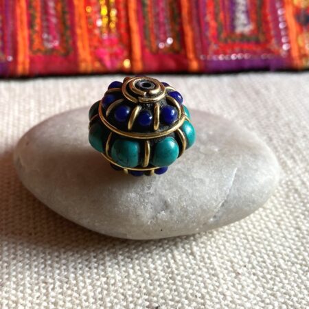 Alternative view of Perle Népal Tibet Pierre Turquoise Lapis Lazuli-Perle création ethnique