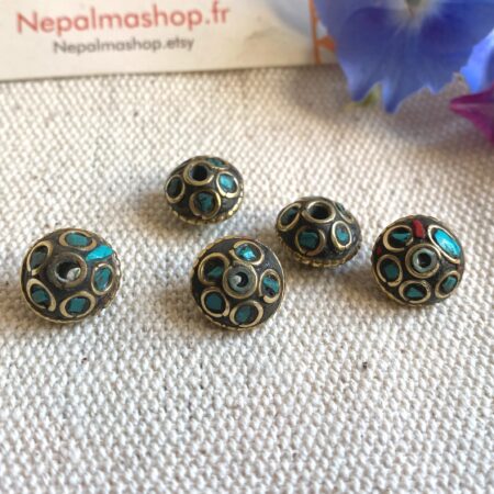 Alternative view of Perles Turquoise Népal Tibet-Création Bijoux