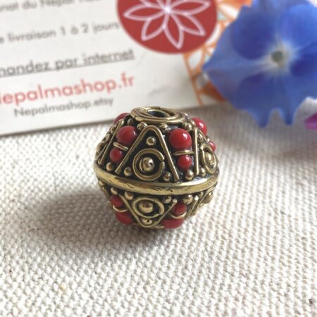 Perle du Népal Tibet ethnique Corail-Création Bijoux