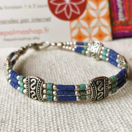 Bracelet Ethnique Lapis Lazuli-Bijoux pierres