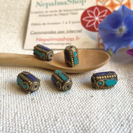 Lot de Perles ethniques Lapis Lazuli Turquoise-Népal Tibet Himalaya