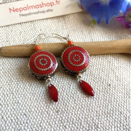 Alternative view of Boucles d'oreilles Corail-Bijoux Nepalmashop