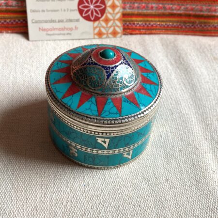 Alternative view of Boite en Pierres de Turquoise Corail Lapis Lazuli