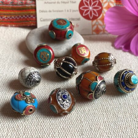 Lot de Perles Pierres Népal Tibet- Lot de Perles Création Bijoux
