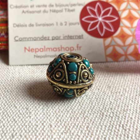 Perle du Népal Tibet Turquoise-Création Bijoux