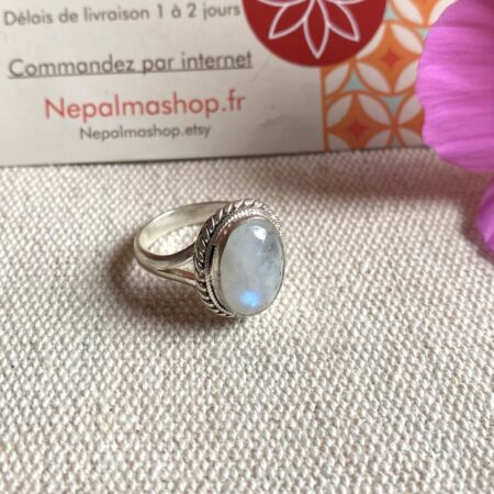 Alternative view of Bague Argent Pierre de Lune
