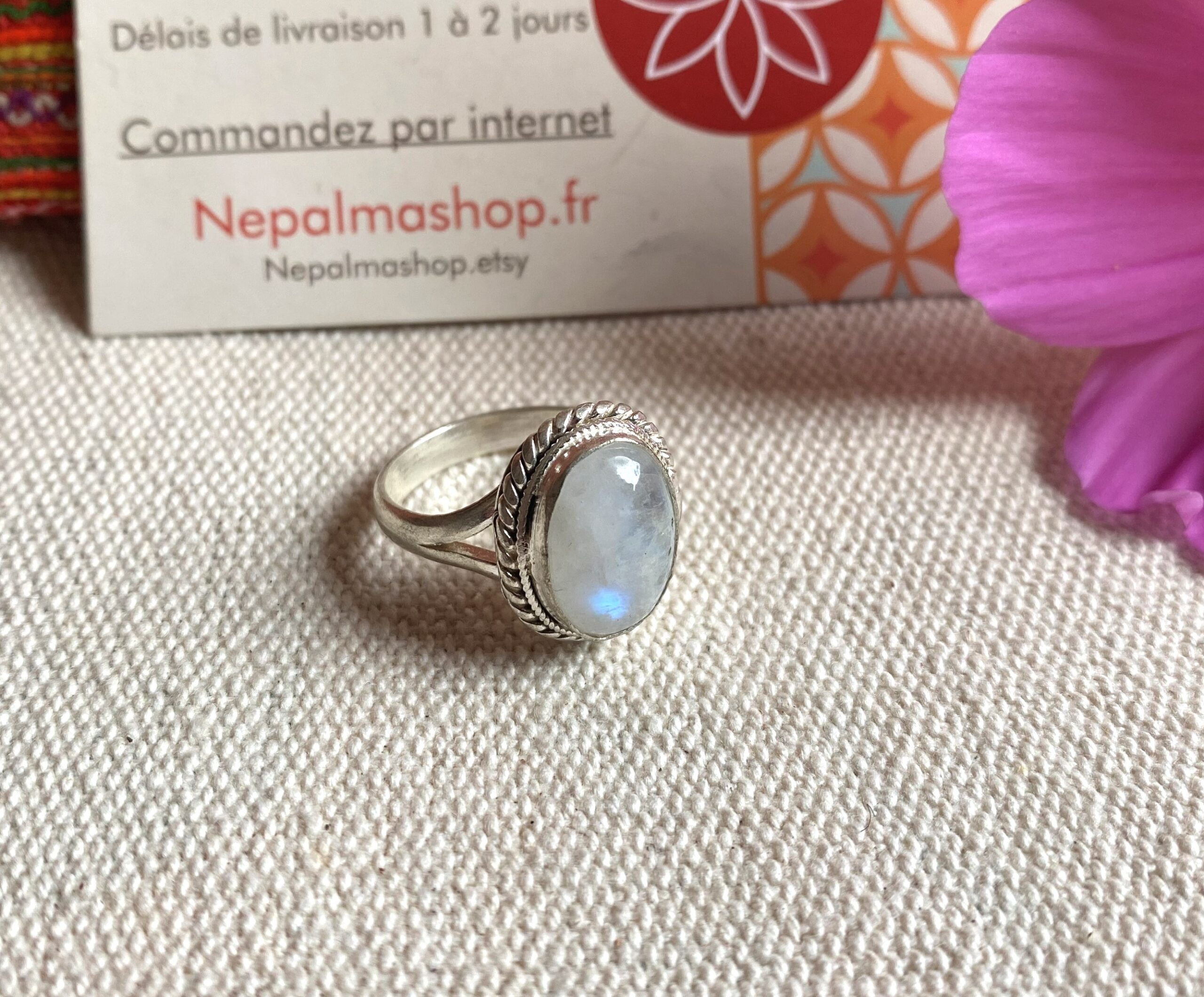 Bague Argent Pierre de Lune – Image 2