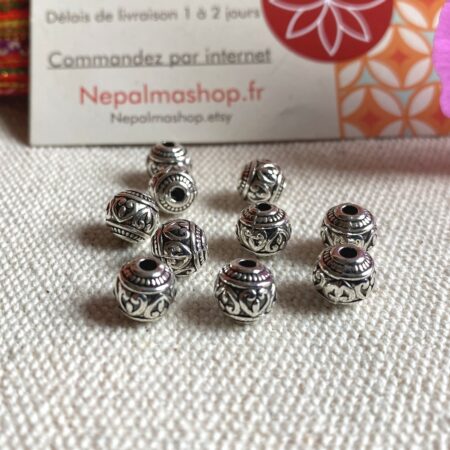 Alternative view of Lot de Perles ethniques Argentées-Création bijoux