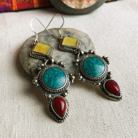 Alternative view of Boucles d'oreilles Ethniques-Bijoux Pierres Naturelles-Boucles d'oreilles Pierres Argent