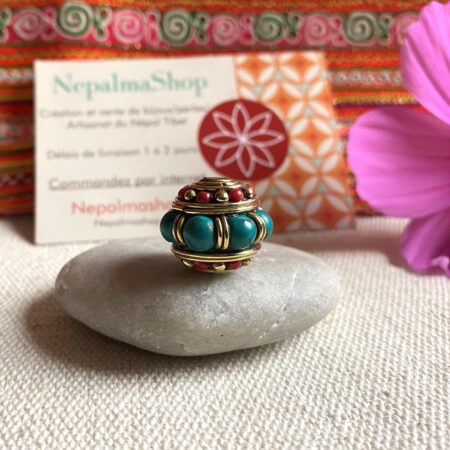 Alternative view of Perle Pierres Turquoise Corail-Népal Tibet