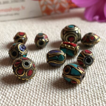Lot Perles ethniques Népal Tibet Himalaya-Turquoise Corail Lapis Lazuli