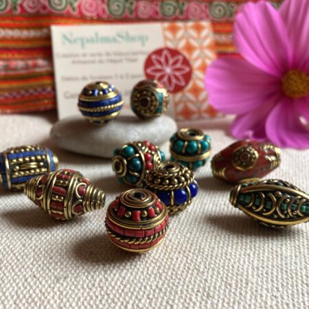 Ensemble de Perles Pierres Népal Tibet- Lot de Perles Création Bijoux