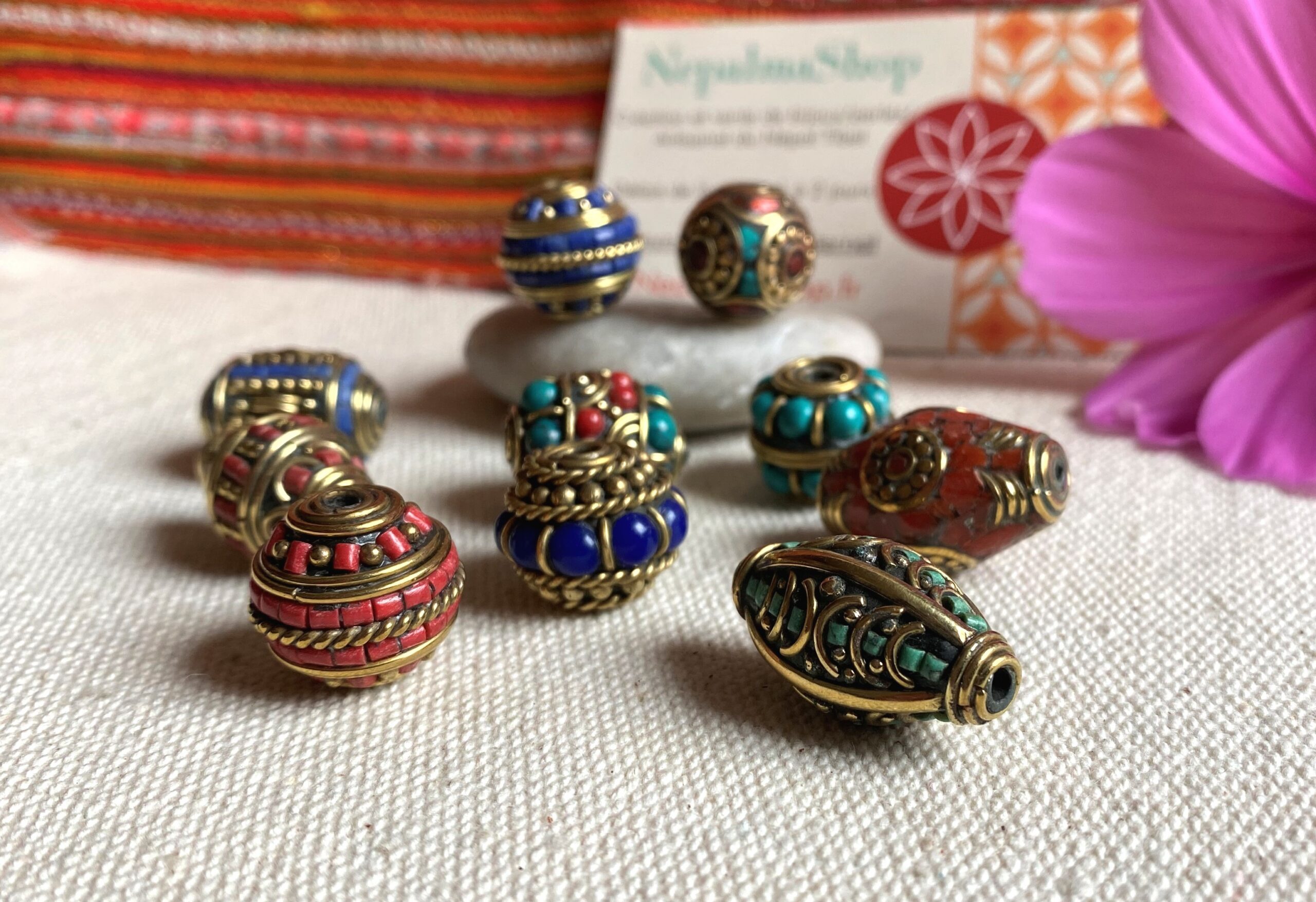 Ensemble de Perles Pierres Népal Tibet- Lot de Perles Création Bijoux – Image 7