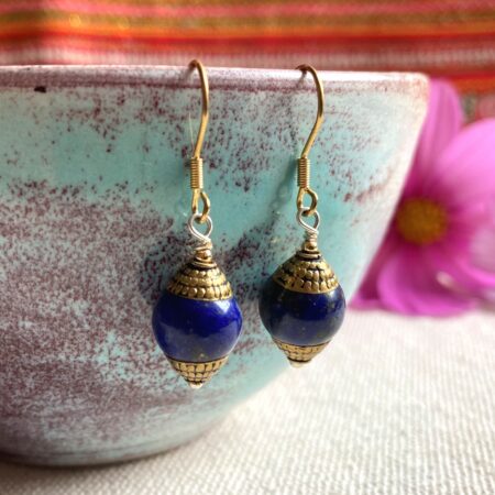 Boucles d'oreilles Lapis Lazuli dorée