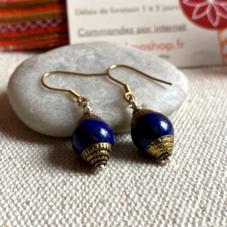Alternative view of Boucles d'oreilles Lapis Lazuli dorée